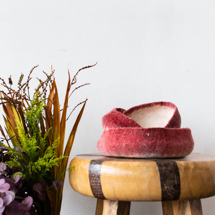 Berry Red Decorative Wool Nesting Bowls Baskets TriadCommerceInc