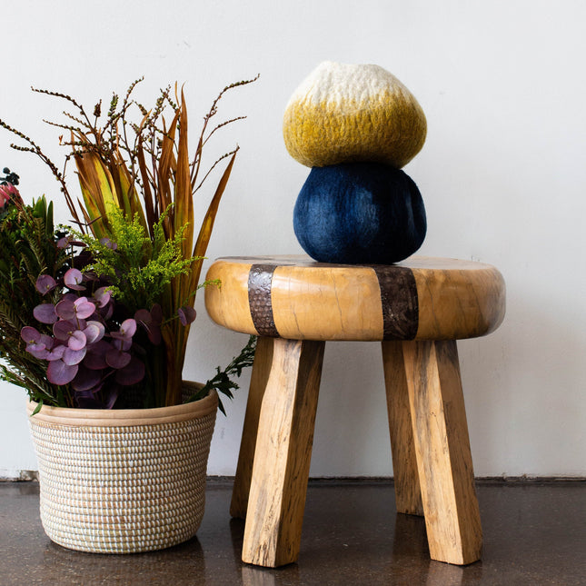 Adire Tye-Dye Indigo Blue Wool Decorative Ukhamba Bowl All Products TriadCommerceInc