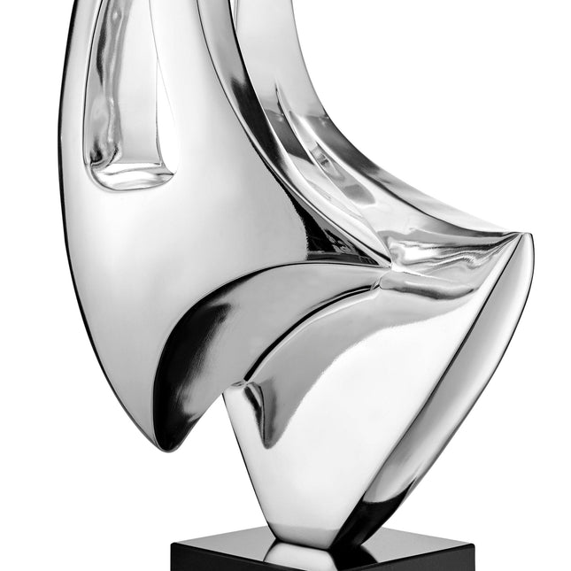 Dark Gray Sail Floor Sculpture With Black Stand, 70" Tall Sculpture TriadCommerceInc   