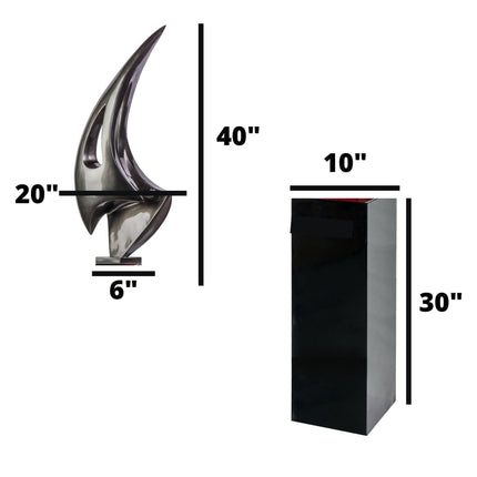 Dark Gray Sail Floor Sculpture With Black Stand, 70" Tall Sculpture TriadCommerceInc   
