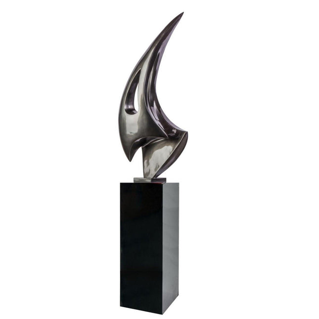 Dark Gray Sail Floor Sculpture With Black Stand, 70" Tall Sculpture TriadCommerceInc   