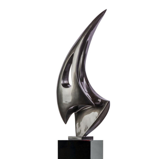 Dark Gray Sail Floor Sculpture With Black Stand, 70" Tall Sculpture TriadCommerceInc   