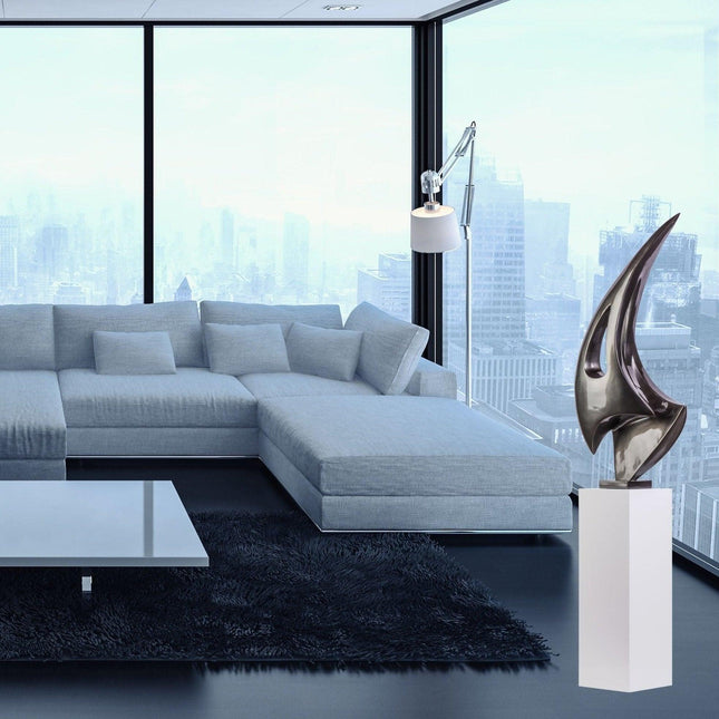 Dark Gray Sail Floor Sculpture With White Stand, 70" Tall Sculpture TriadCommerceInc   