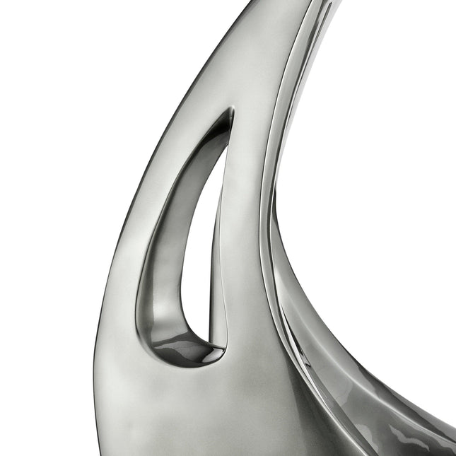 Dark Gray Sail Floor Sculpture With White Stand, 70" Tall Sculpture TriadCommerceInc   