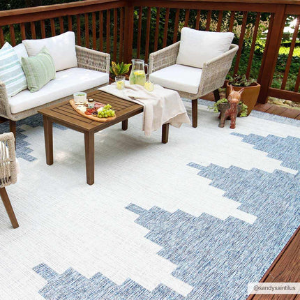 Djugun Blue Outdoor Rug Rugs TriadCommerceInc 8'10" x 12' Rectangle