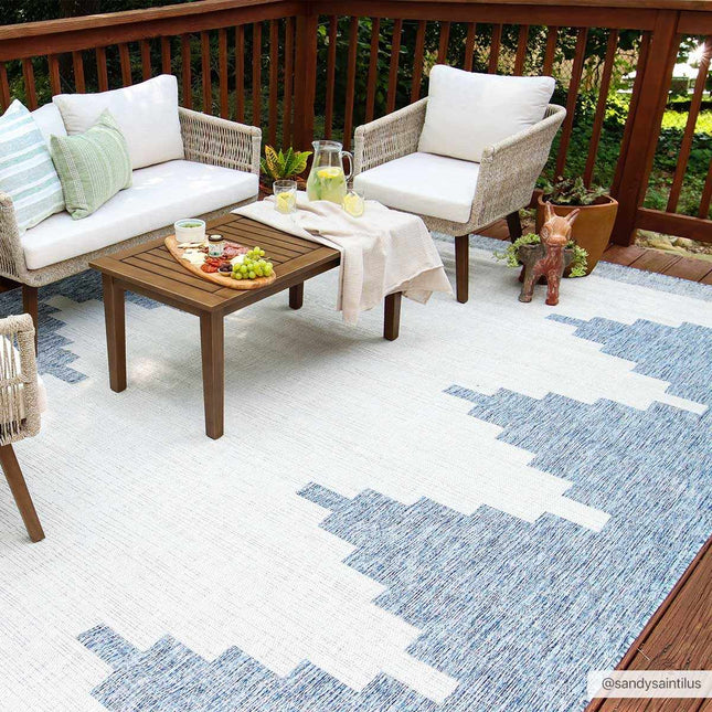 Djugun Blue Outdoor Rug Rugs TriadCommerceInc 8'10" x 12' Rectangle