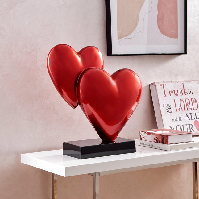 Double Heart Sculpture // Metallic Red Sculpture TriadCommerceInc   