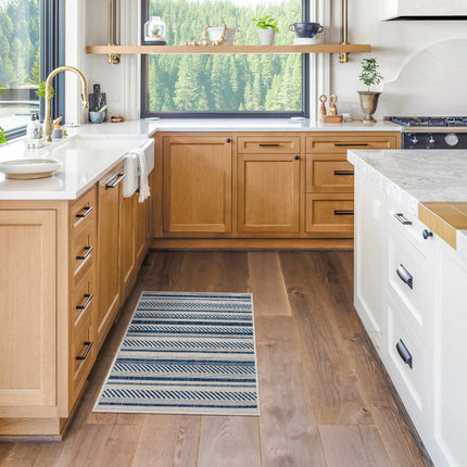Olin White&Blue Striped Nordic Rug Rugs TriadCommerceInc