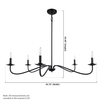 Ellie 5-Light Elegant Industrial Dimmable Chandelier Black Home Decor > Lighting > Ceiling Lights > Chandelier TriadCommerceInc