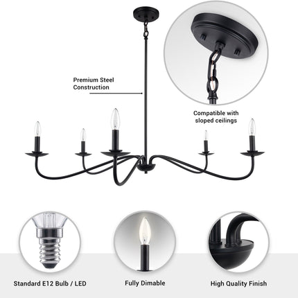 Ellie 5-Light Elegant Industrial Dimmable Chandelier Black Home Decor > Lighting > Ceiling Lights > Chandelier TriadCommerceInc