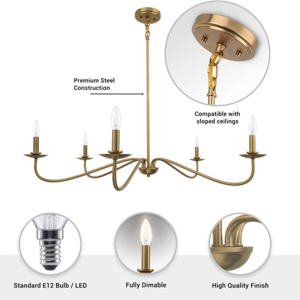 Ellie 5-Light Elegant Industrial Dimmable Chandelier Black Home Decor > Lighting > Ceiling Lights > Chandelier TriadCommerceInc