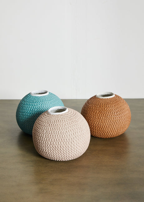 African Bibi Papier Vase in Pink, Rust, and Blue Décor TriadCommerceInc