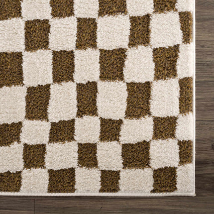 Lajos Brown Checkered Area Rug Rugs TriadCommerceInc