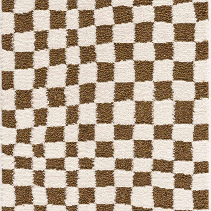 Lajos Brown Checkered Area Rug Rugs TriadCommerceInc