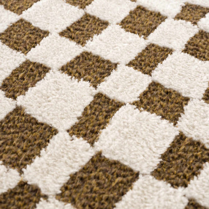 Lajos Brown Checkered Area Rug Rugs TriadCommerceInc 2'8" x 7'3" Runner