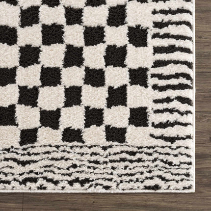 Leryn Black & White Checkered Area Rug Rugs TriadCommerceInc