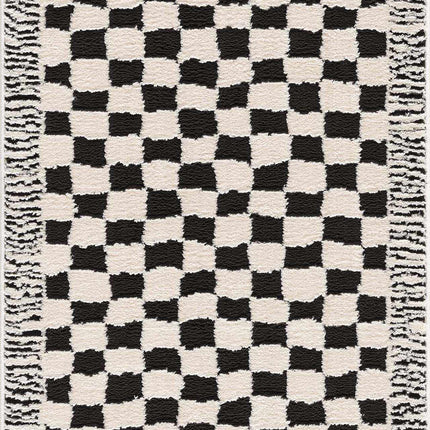 Leryn Black & White Checkered Area Rug Rugs TriadCommerceInc