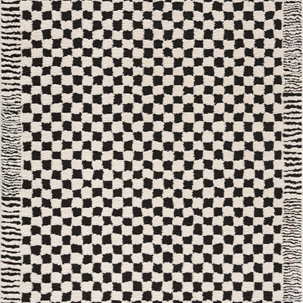 Leryn Black & White Checkered Area Rug Rugs TriadCommerceInc