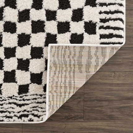 Leryn Black & White Checkered Area Rug Rugs TriadCommerceInc