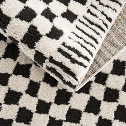 Leryn Black & White Checkered Area Rug Rugs TriadCommerceInc
