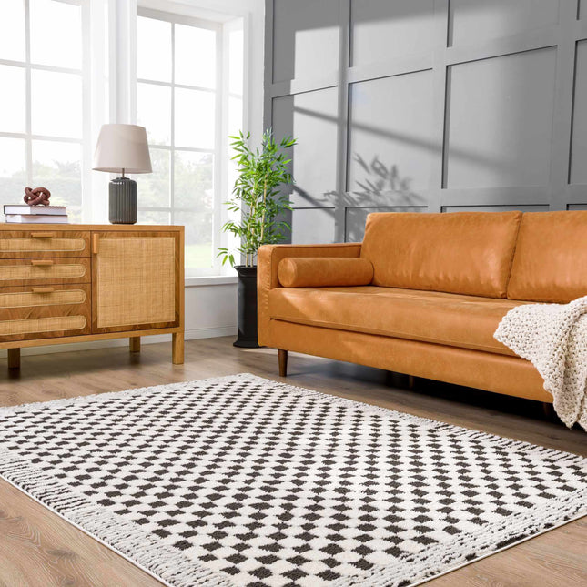Leryn Black & White Checkered Area Rug Rugs TriadCommerceInc