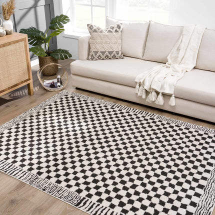 Leryn Black & White Checkered Area Rug Rugs TriadCommerceInc