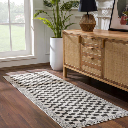 Leryn Black & White Checkered Area Rug Rugs TriadCommerceInc
