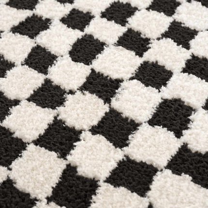 Leryn Black & White Checkered Area Rug Rugs TriadCommerceInc 2'8" x 7'3" Runner