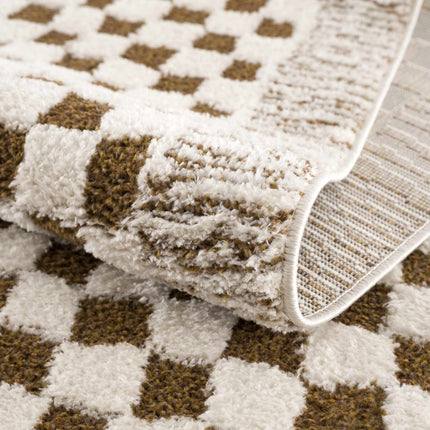 Leryn Brown&White Checkered Rug Rugs TriadCommerceInc