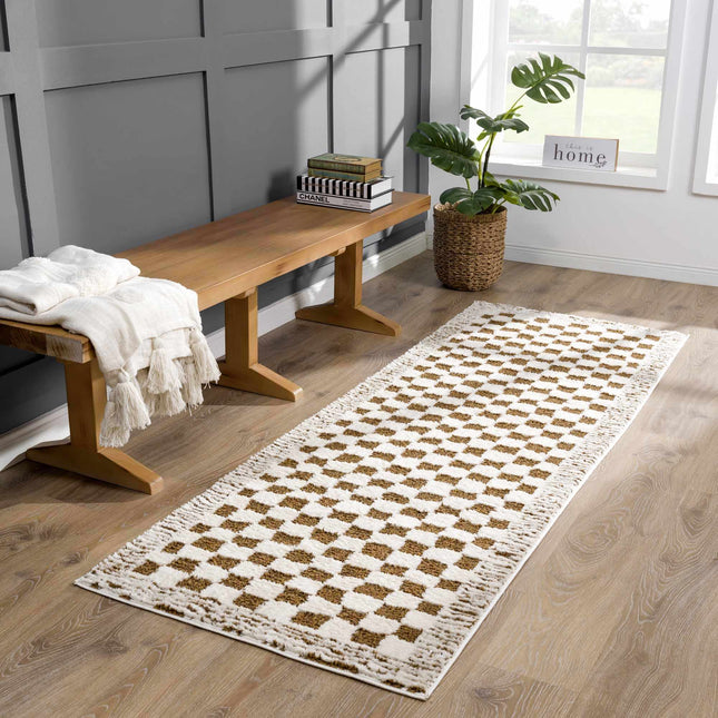 Leryn Brown&White Checkered Rug Rugs TriadCommerceInc