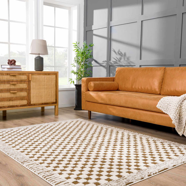 Leryn Brown&White Checkered Rug Rugs TriadCommerceInc
