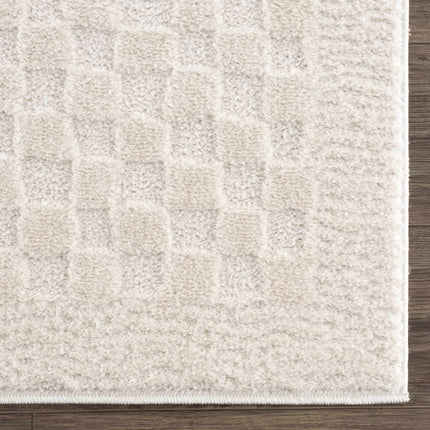 Leryn Ivory Checkered Area Rug Rugs TriadCommerceInc