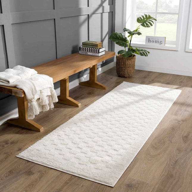 Leryn Ivory Checkered Area Rug Rugs TriadCommerceInc
