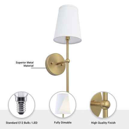 Finley 1-Light Satin Gold Dimmable Bathroom Sconce Home Decor > Lighting > Wall Lighting > Wall Sconces TriadCommerceInc