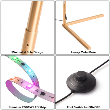 RGBCW Corner Floor Lamp - Golden Floor Lamps TriadCommerceInc