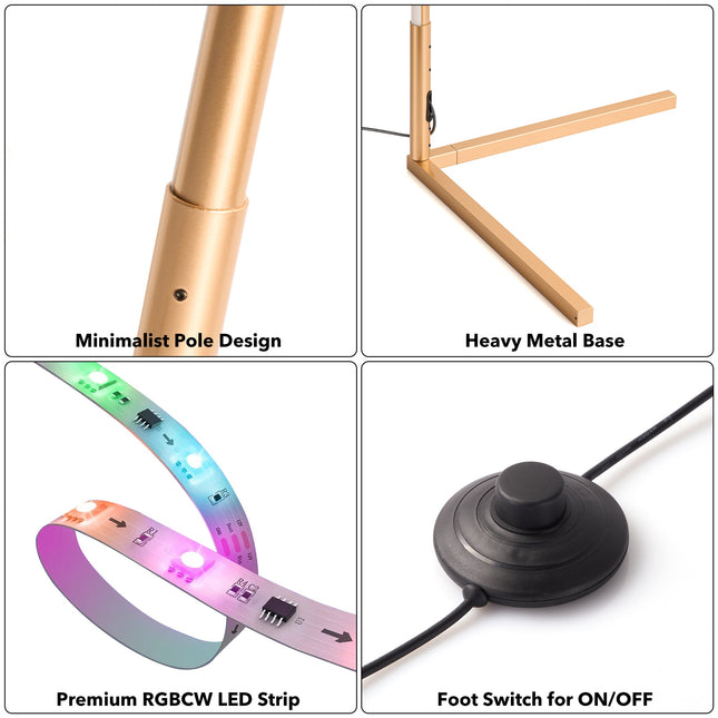 RGBCW Corner Floor Lamp - Golden Floor Lamps TriadCommerceInc
