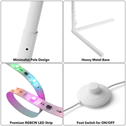 RGBCW Corner Floor Lamp - White Floor Lamps TriadCommerceInc