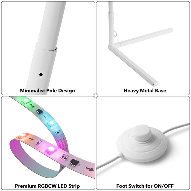 RGBCW Corner Floor Lamp - White Floor Lamps TriadCommerceInc
