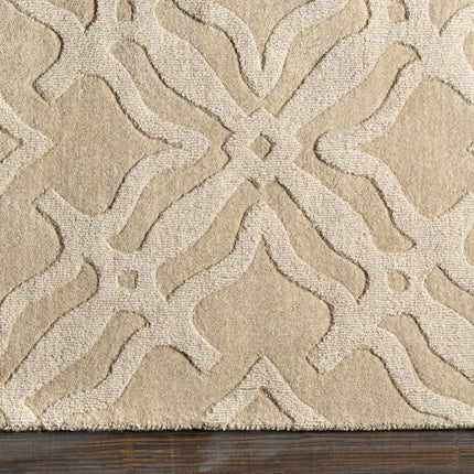 Fyffe Embossed Beige Wool Area Rug Rugs TriadCommerceInc