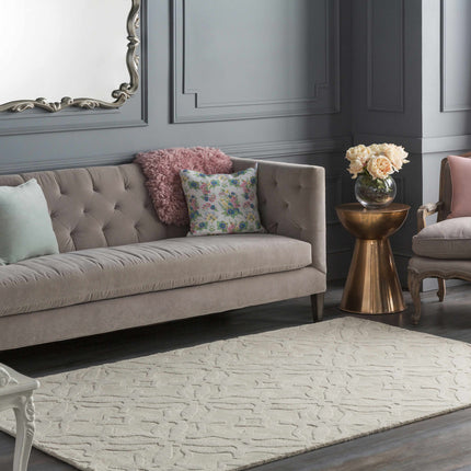 Fyffe Embossed Beige Wool Area Rug Rugs TriadCommerceInc