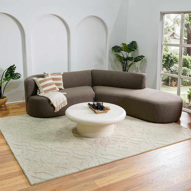 Fyffe Embossed Beige Wool Area Rug Rugs TriadCommerceInc