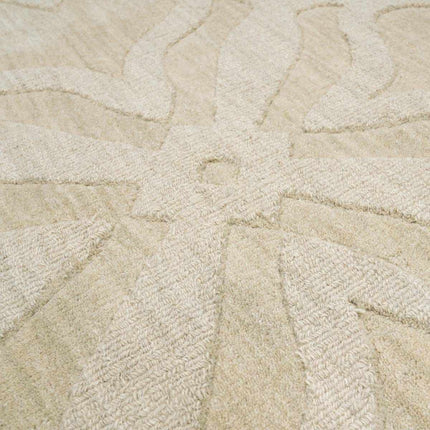 Fyffe Embossed Beige Wool Area Rug Rugs TriadCommerceInc