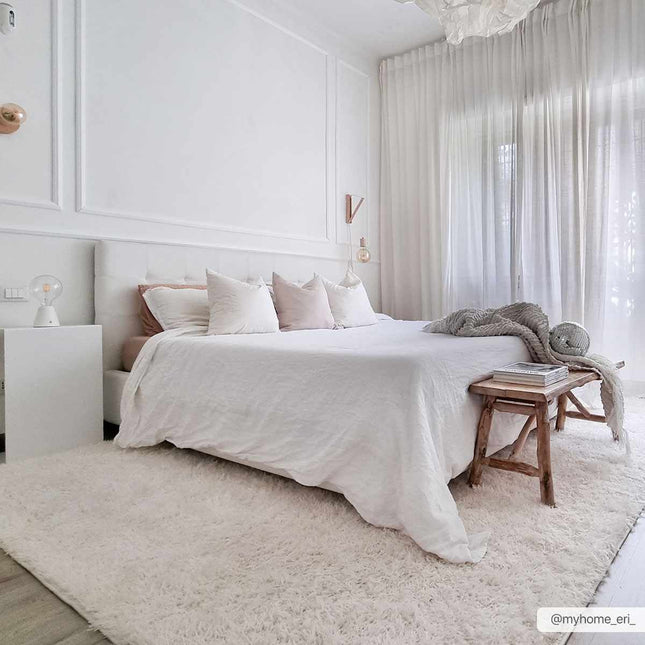 Faina Solid Cream Shag Rug Washable Rugs TriadCommerceInc