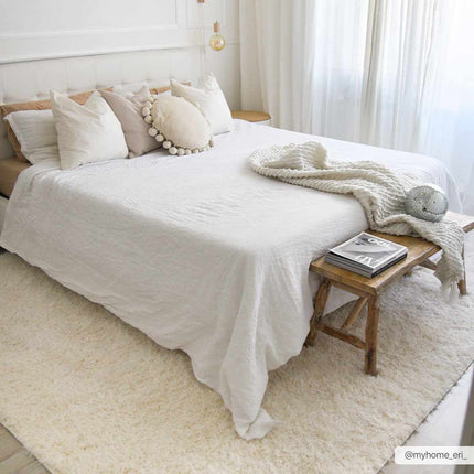 Faina Solid Cream Shag Rug Washable Rugs TriadCommerceInc 7'10" x 10' Rectangle