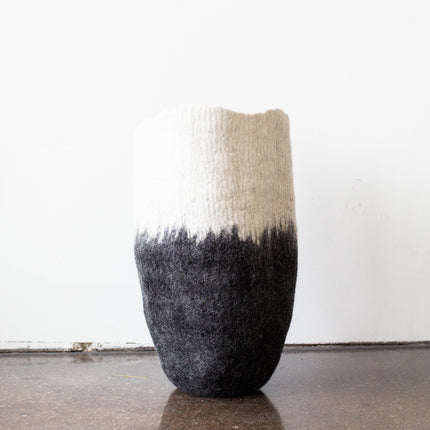 Eclipse Black & White Wool Floor Vase All Products TriadCommerceInc Eclipse Black Bottom