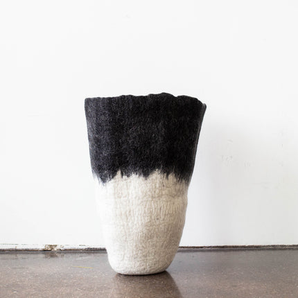 Eclipse Black & White Wool Floor Vase All Products TriadCommerceInc Eclipse Black Top