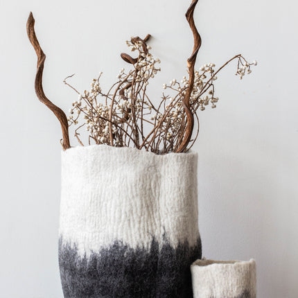 Eclipse Black & White Wool Floor Vase All Products TriadCommerceInc