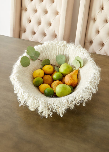 Fringed Skirt Decorative Wool Natural Bowl Baskets TriadCommerceInc