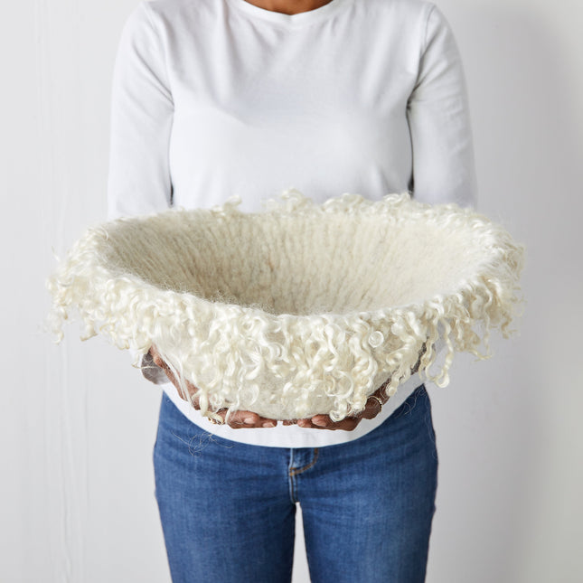 Fringed Skirt Decorative Wool Natural Bowl Baskets TriadCommerceInc