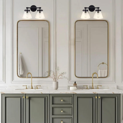 Gleam Modern Farmhouse 2-Light Vanity Light Black Fixture Home Decor > Lighting > Wall Lighting > Wall Sconces TriadCommerceInc